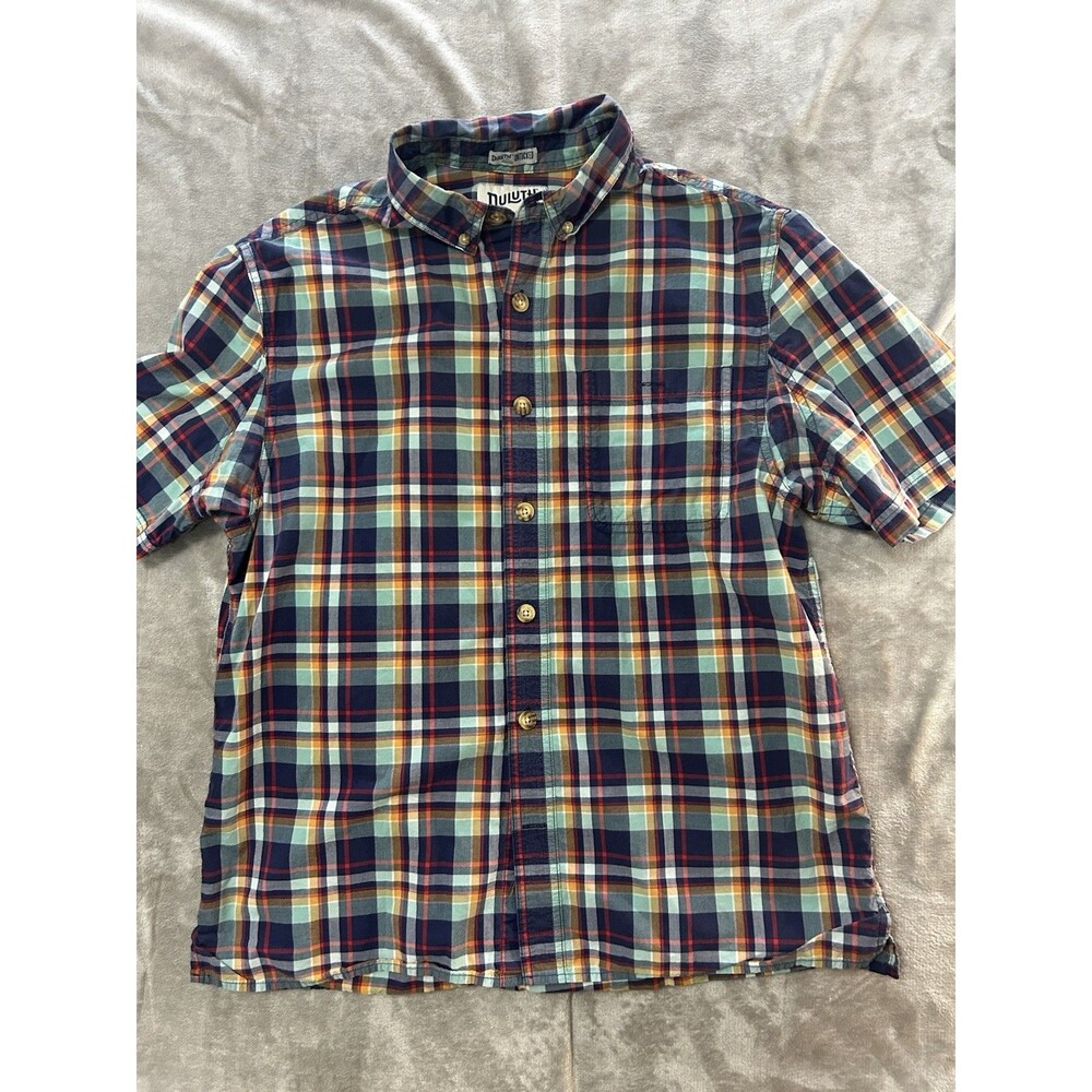 Duluth Trading Mens Relaxed Fit Plaid Short Sleeve Button Up Shirt Size Medium